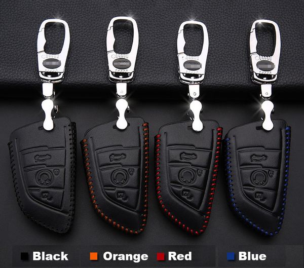 

pu leather samrt remote key fob holder chain case cover for bmw x5x6