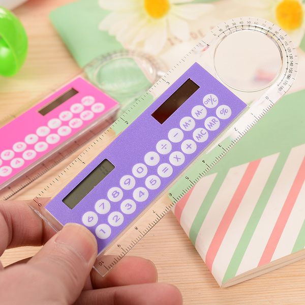 Regla creativa calculadora de plástico 8 pantalla Mini calculadora aritmética estudiante papelería útiles escolares