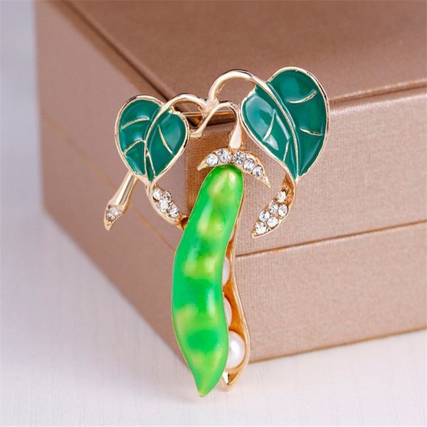 

price enamel green pea brooches for women silver gold color crystal simulated pearls corsages brooch pins dr, Gray