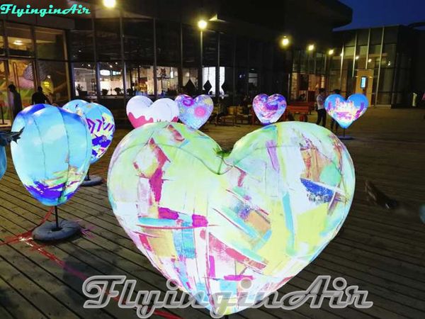 Kişiselleştirilmiş LED Kalp Balon Dekorasyon Şişme Kalp Işık Sevgililer Günü için Özel Baskı ile