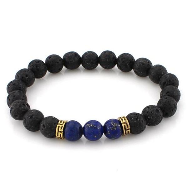 

chakra bracelet mens black lava beads bracelet healing balance beads reiki buddha prayer natural stone yoga bracelet for women, Golden;silver