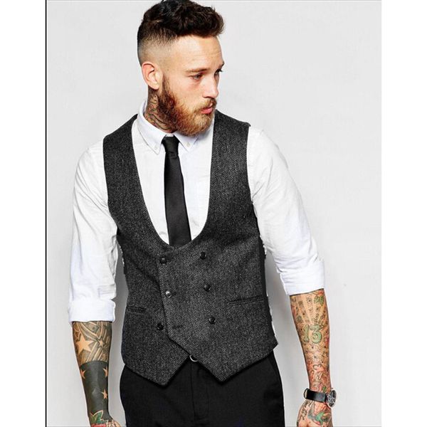 

wholesale- custom made double breasted men solid color slim fit vest vintage fashion men blazer vest brand clothing men vests a2672, Black;white