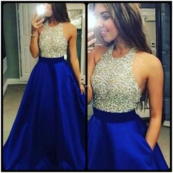 

новейший дизайн bling bling королевское синее платье выпускного вечера с карманами блестками вечерние платья из бисера на заказ высокого кач, Black