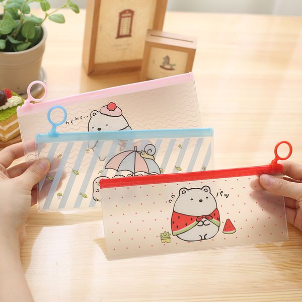 

wholesale- cute cartoon pencil case sealing ring simple creative pvc paper bag