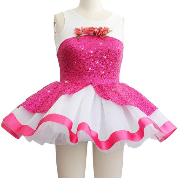 

rose red dance stage wear professional ballet tutu dance dress for girls women ballet skirts stage performance gymnastics leotard 49, Black;red