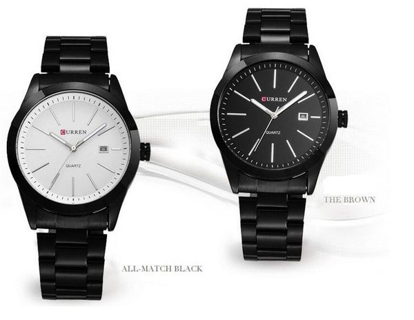 

8106 black mens watch curren kuran the black strip, Slivery;brown