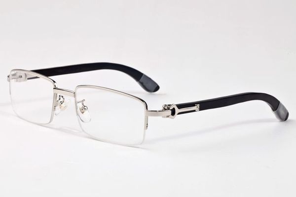 

cool 2018 new buffalo horn glasses hip hop fashion half frame rimless brand designer sunglasses men women mirror sun glasses lady eyeglasses, White;black