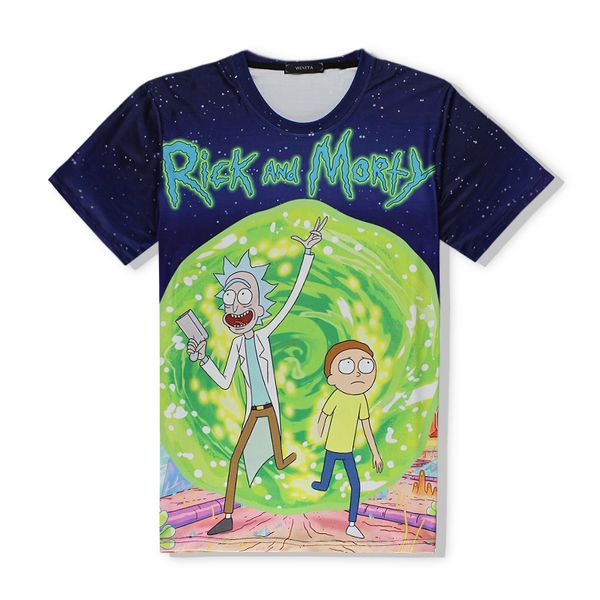

Anime Rick And Morty T Shirt 3D Pattern Print Polyester Spandex Short Sleeve O-neck Tee Shirts Tops For Men And Women