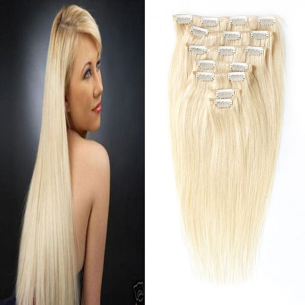 Straight Clip In Human Hair Extensions 100g 4a 4b 4c Non Remy Hair