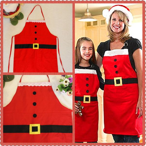 

christmas santa claus apron christmas decorations for home kitchen dinner party festive red cloth pinafore noel decoration