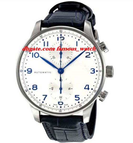 

selling new fashion black leather bracelet white dial chronograph quartz mens watch 371446 man watch wristwatch, Slivery;brown