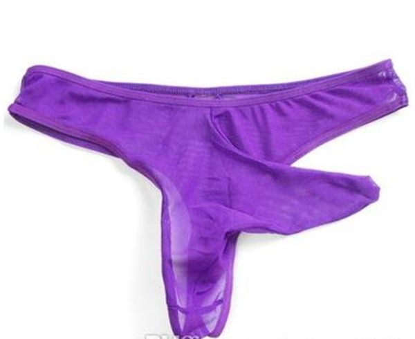 

wholesale - new style fine men's underwear thong t pants low-waist transparent yarn lure temptation slim tight bag pantss 5pieces/lot, Black;brown