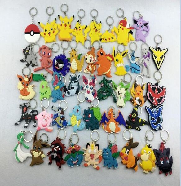 

Pocket mon ter keychain poke ilicone pendant pikachu poke ball keychain double ided key chain children gift