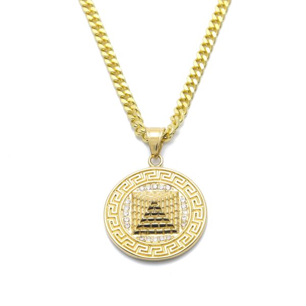 Hip Hop Gold Ägyptische Pyramide Anhänger Charm Halskette Iced Out vergoldet Edelstahl Halskette Kette Damen/Herren Hip Hop Schmuck