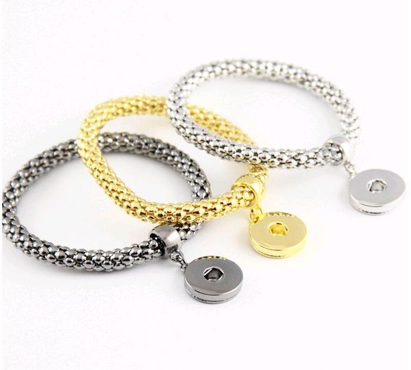 

18-20mm noosa chunks snap button jewelry bracelets fashion personality corn chain hand accessories for women 3colors mix order, Golden;silver