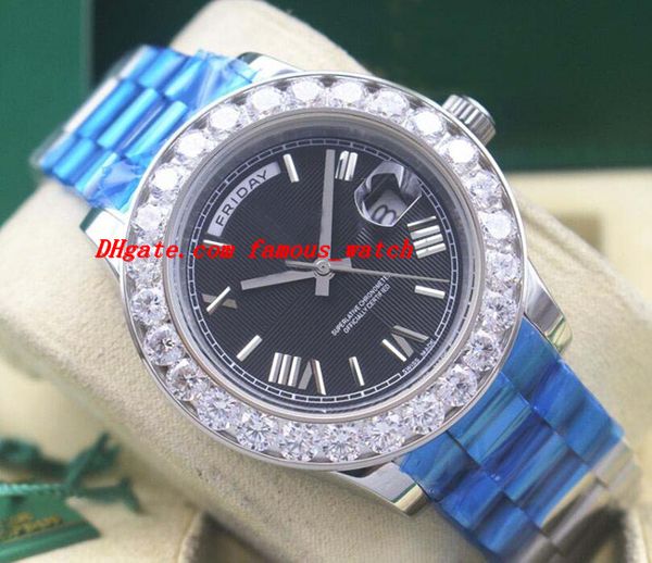 

роскошные часы 2020 roman bigger diamond bezel watch черный циферблат сундук 41 мм автоматическая мода мужские наручные часы, Slivery;brown