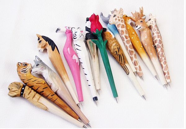 

Animal wooden carving creative ballpoint pen wood ball point pen handmade culpture tudent ball point