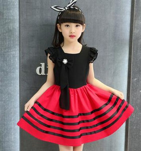 

2018 девушки derss новый шаблон имеют стиль личности прохладный бантом полоса контракт красочные театрализованное платья тюль раффлед платье, Red;yellow