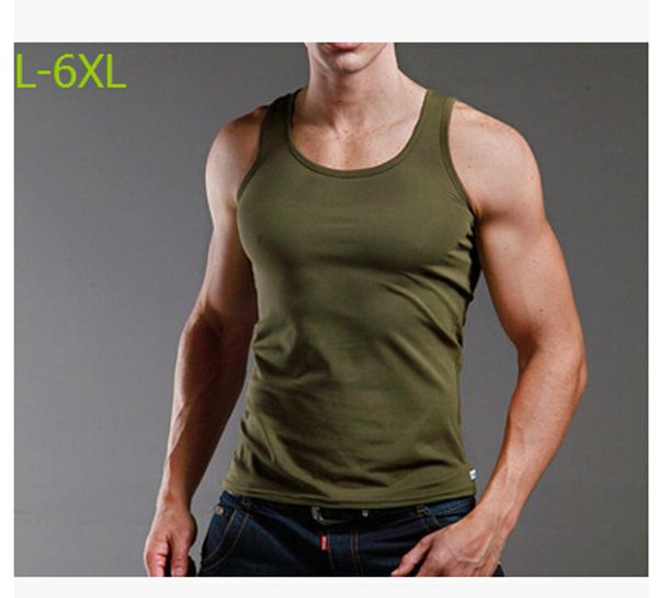 

wholesale- 2017 summer men wide vest thin modal undershirts male tight tank plus size l- 5xl 6xl white army green 6colors, White;black