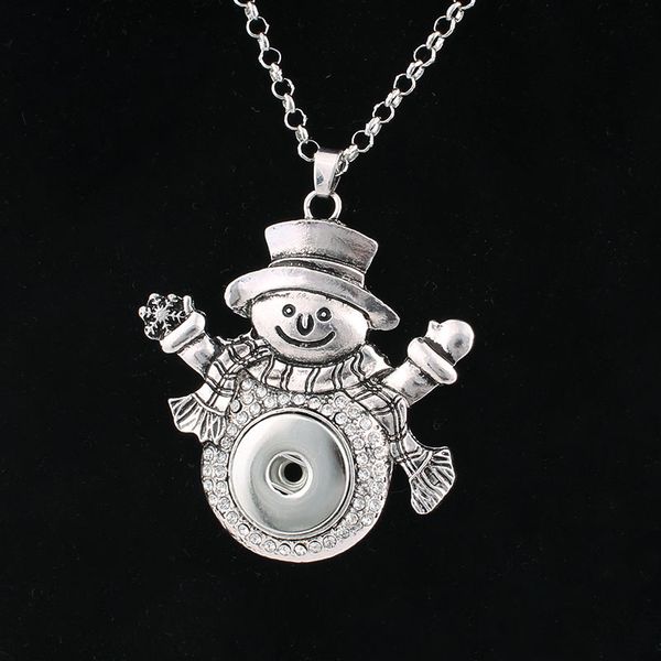 

vintage christmas snowman gift snap pendant necklace 18mm metal snap button jewelry statement necklace women zg035 accessories, Silver