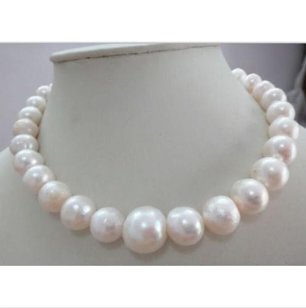 

2018 new huge 13-15mm south sea genuine white pearl necklace 14k, Silver