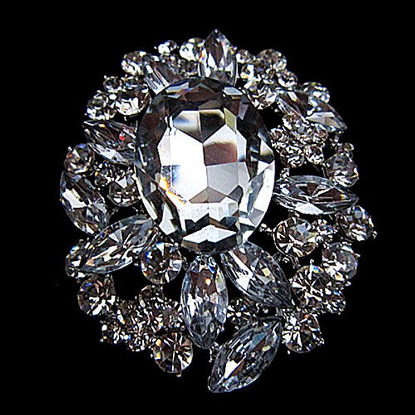 

wholesale- 2.8 inch vintage style large crystal glass stone diamante wedding invitation and bridal brooch pins, Gray