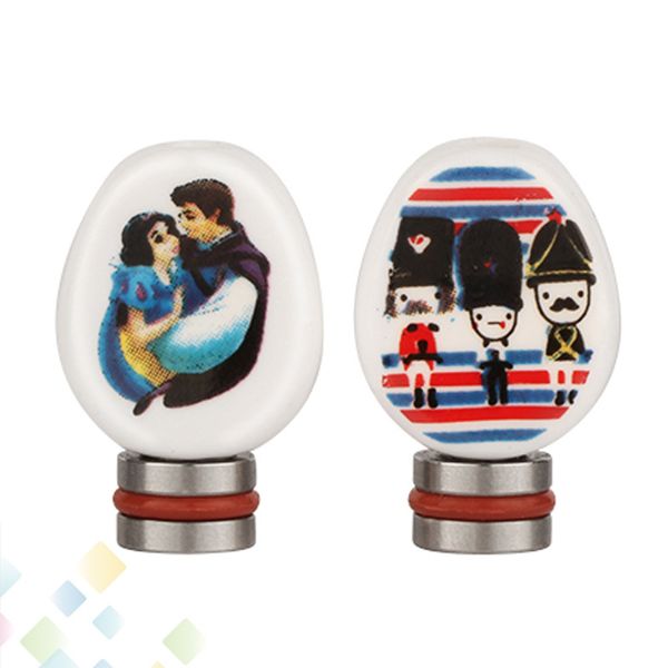 

Newest 510 Ceramic Flat Drip Tips Soldier Pattern and Snow White Pattern Mouthpiece fit 510 Mods Atomizer DHL Free