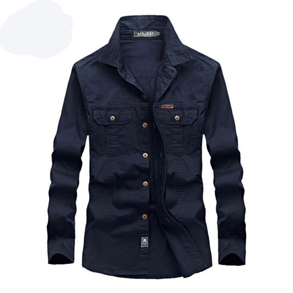

Spring Male Shirts Cotton Casual Men Shirts Long Sleeve Vintage military style Mens Cargo Shirts plus size