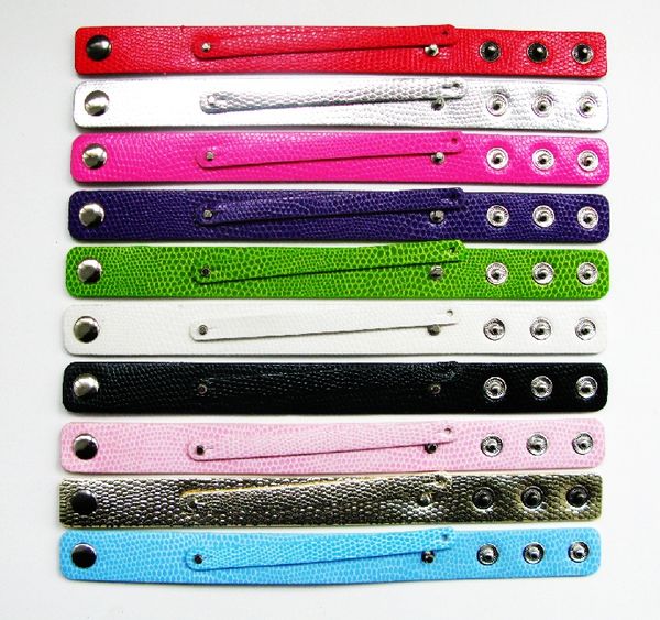 

50pcs/lot 18x210mm diy snake skin pu leather wristband bracelet with 8mm slide bar fit for 8mm slide letters charms, Golden;silver