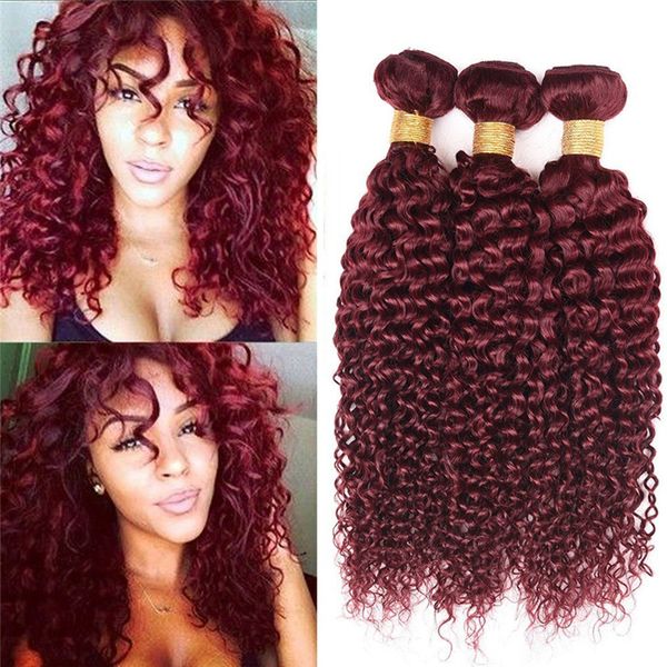 8a Grade Color 99j Burgundy Kinky Curly Hair Bundles Wine Red