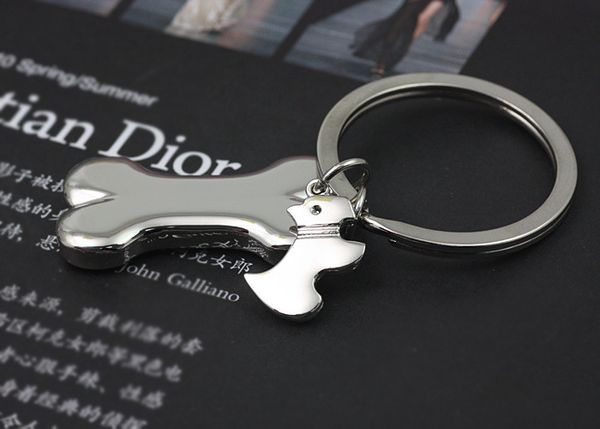 

alloy cute dog bone keychain key ring fashion creative car wedding advertising gift keychains, Silver
