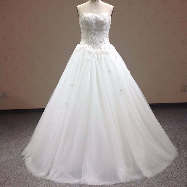 

new fashion 2018 tulle&lace a line beaded embelished appliques wedding dresses customize size 2 4 6 8 10 12 14 16 wd0083, White