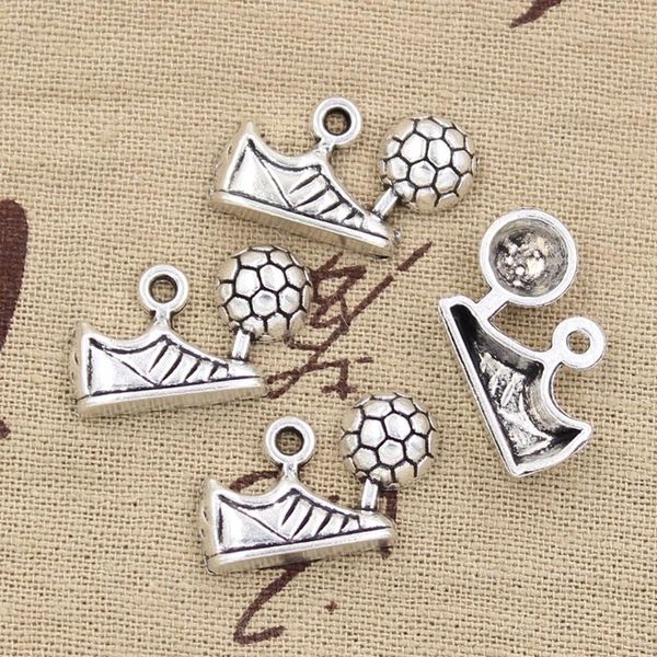 Wholesale-99Cents 5pcs Charms tacchetti da calcio da calcio 15 * 23mm ciondolo antico da indossare, argento tibetano vintage, collana braccialetto fai da te