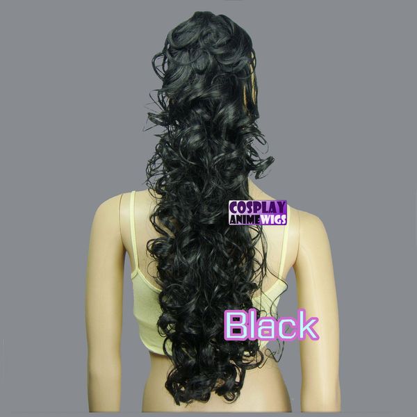

black 60cm heat resistant cosplay curly clip-on ponytails 2_001, Golden;white
