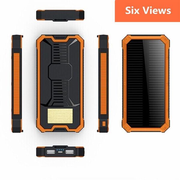

100 original 20000mah portable powerbank dual u b port olar power bank external backup charger battery powerbank