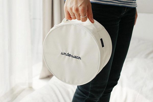 

5pcs round bra stuff sacks creamy white pure nylon women underwear storage bags travelling portable secret pouch waterproof pocket