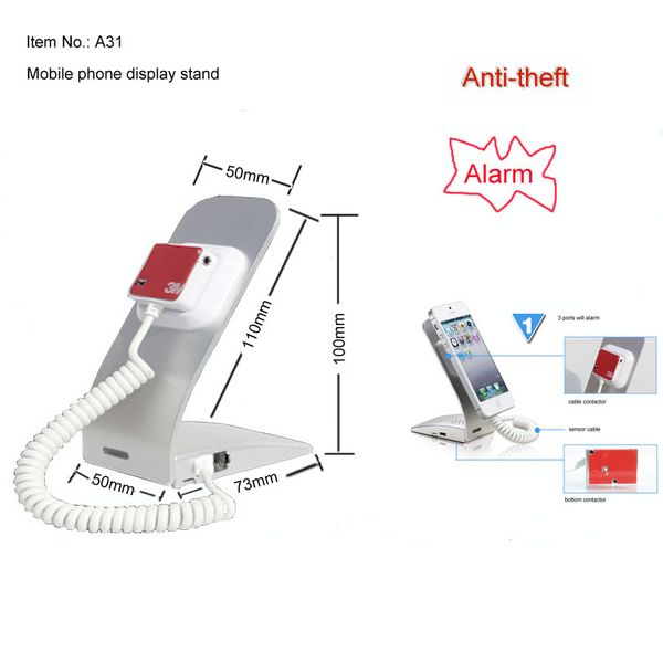 

alarm security and charging mobile phone display stand for retail shops or exhibitions l shape holder ing