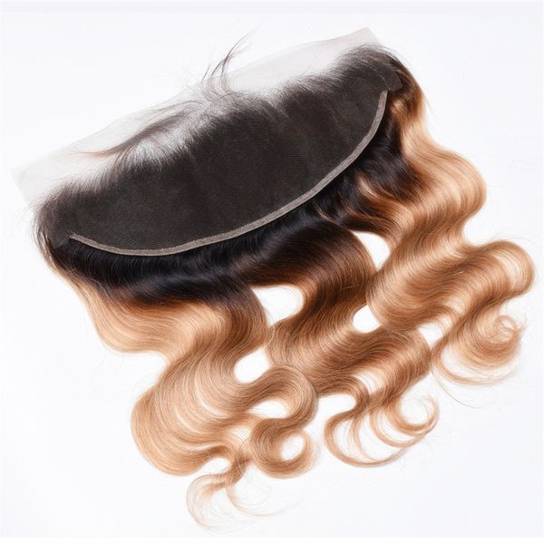 2 tons de cor 1b 27 mel loiro raiz escura ombre onda corporal cabelo humano brasileiro de orelha a orelha 134 fechamento frontal com renda completa 8443379