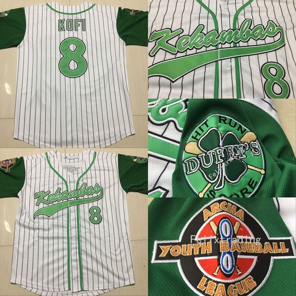 

Kofi Evans 8 Kekambas Baseball Jersey with ARCHA and Duffy's Patches Embroidery Jerseys Kekambas Baseball Jerseys