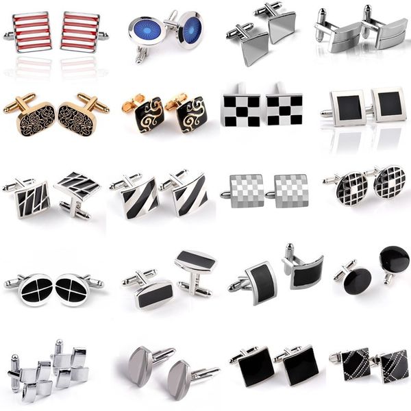 

classical french cufflink designer man alloy enamel woman cufflinks 18k gold plate black silver square circle shirt business suit wedding je