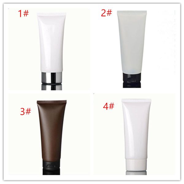 Tube souple blanc ambre de 100ml/bouchon pp noir/bouteille de lotion crème/tuyaux en plastique PE/emballage cosmétique bouteilles vides F20171871