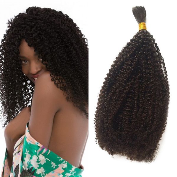 Afro Kinky Curly Human Hair Bulk For Braiding Cambodian Hair