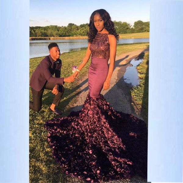 

vintage burgundy sheath handmade flowe modern evening dresses spaghetti empire unique mermaid sleeveless prom dress long-train formal gowns, Black;red