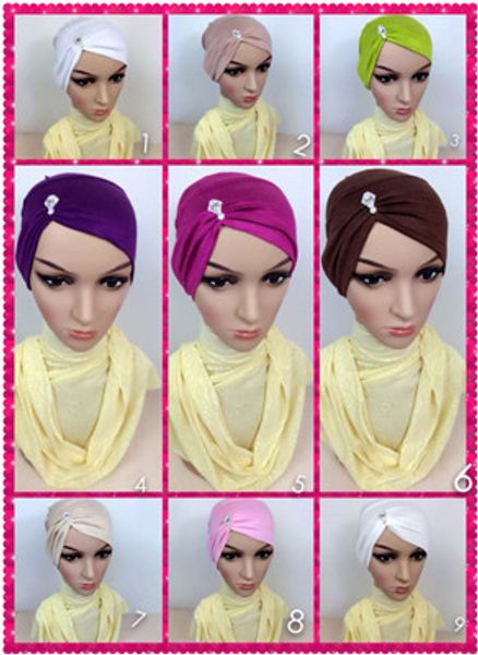 

wholesale-dd14 muslim fashion muslim underscarf bieautiful hijabs waterdrop rhinestone comfort underwear headband, Blue;gray