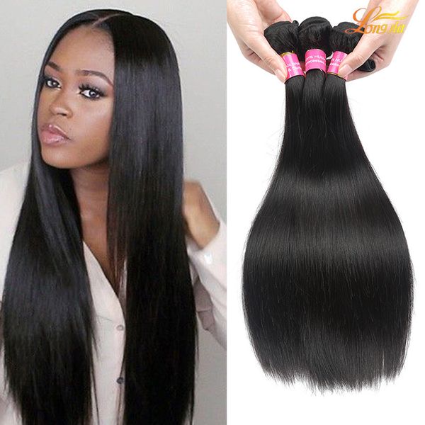 

бразильские виргинские человеческие волосы выдвижения человеческих волос 7a прямые пачки weave unprocessed бразильские прямые человеческие в, Black