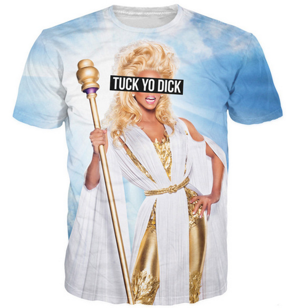 

новые женские / мужские tuck йо дик rupaul короткие рукава смешные 3d печати футболка лето повседневная футболка топ тройники плюс s-5xlkk26, White;black