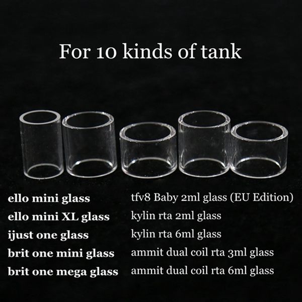 Pyrex-Ersatzglasrohr für Ello Mini XL iJust One Brit One Mini Mega TFV8 Baby 2 ml Kylin RTA 6 ml Ammit Dual Coil RTA 3 ml 6 ml