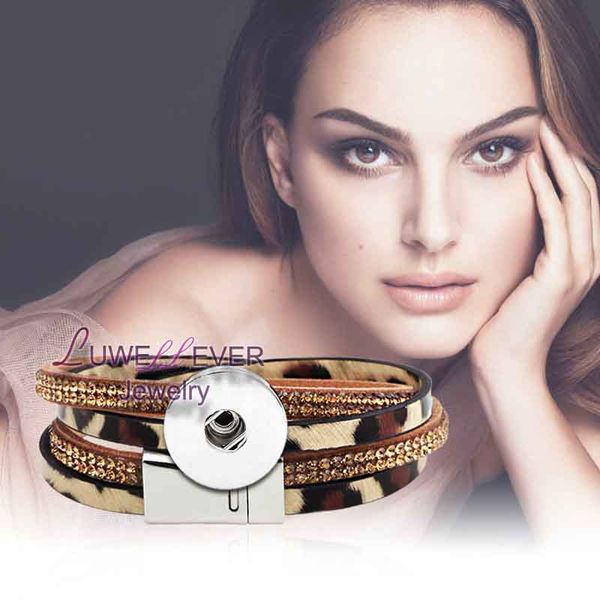 

высокое качество leopard стразы 134 оснастки кнопка braceletbangle кожаный браслет для женщин fit 18 мм diy ювелирные изделия, Golden;silver