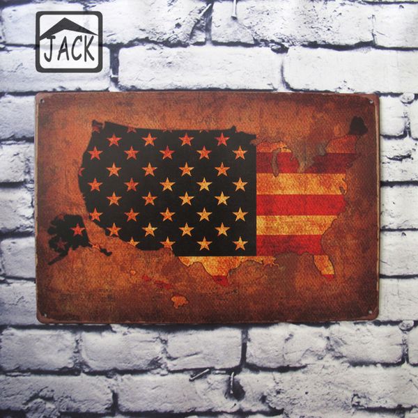 

USA Flag 20x30cm Vintage Poster Metal Tin Signs Tin Plaque Advertising Shop Bar Garage Wall Decor