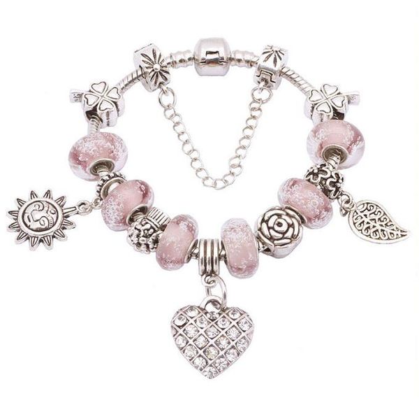 

crystal pink beads bracelets charm bracelets diy charm bracelets bracelet jewelry gift charms 2017 christmas style, Golden;silver